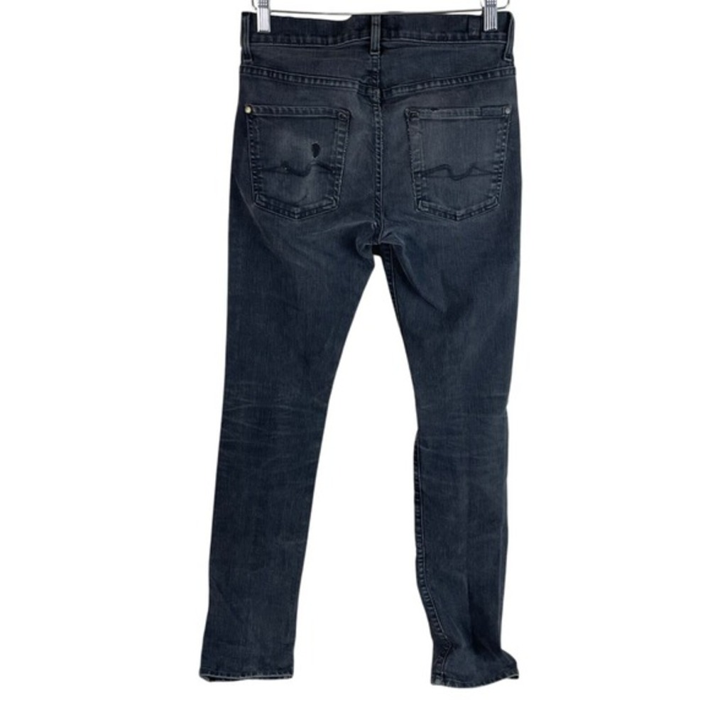 Seven 7 For All Mankind Mens Paxtyn Slim Fit Jeans 28x32 Black Dark Wash Stretch - Picture 4 of 7